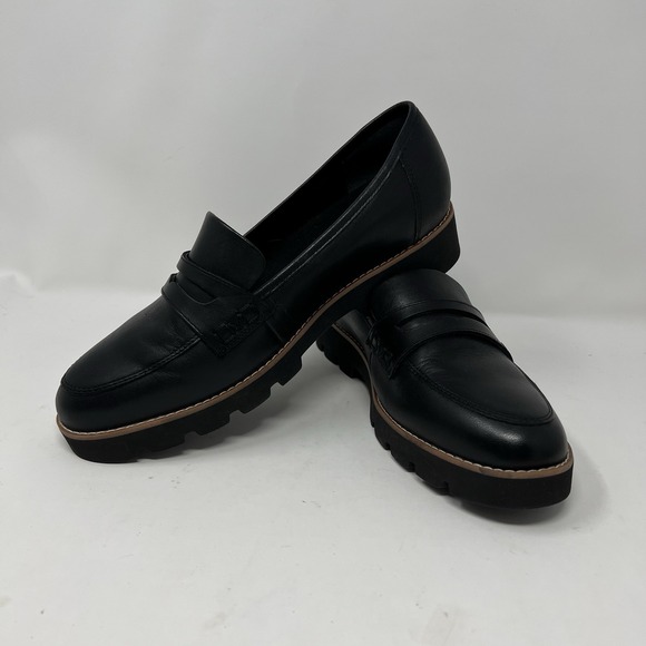 Vionic Shoes - Vionic Women's Cheryl II Black Leather Loafers Shoes Size 8 Wide Comfort